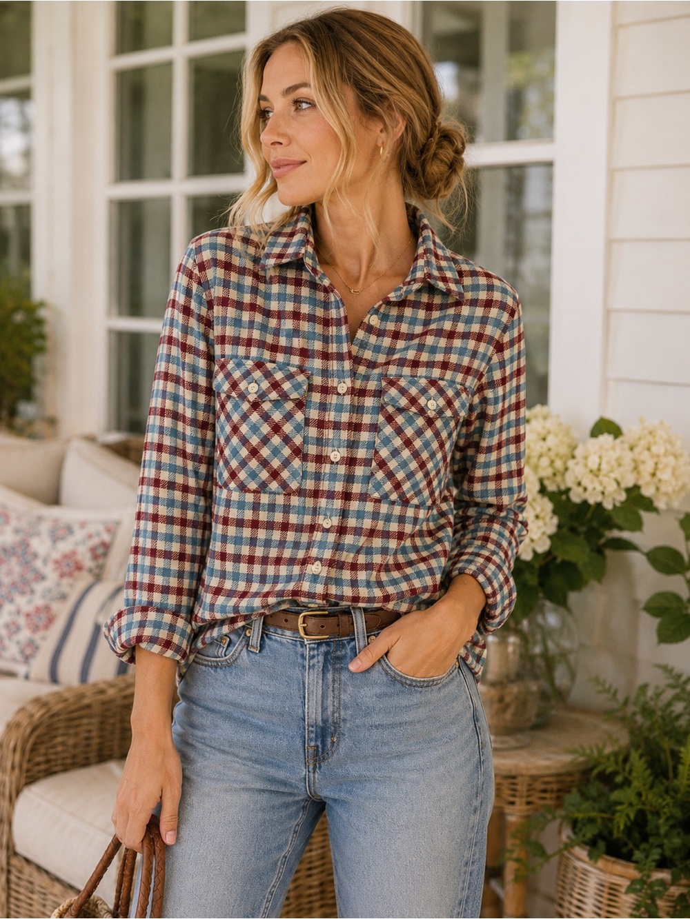 J.Crew 100% Cotton Plaid Flannel Shirt | Small | Soft Brushed Button-Up